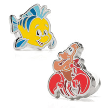 Load image into Gallery viewer, Disney The Little Mermaid Flounder &amp; Sebastian Cufflinks
