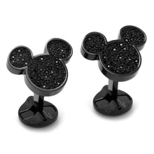 Load image into Gallery viewer, Disney Mickey Mouse Stainless Steel Black Pave Crystal Cufflinks
