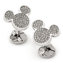 Load image into Gallery viewer, Disney Mickey Mouse Stainless Steel White Pave Crystal Cufflinks

