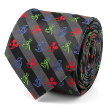 Load image into Gallery viewer, Disney Mickey and Friends Multi Black Stripe Men's Tie
