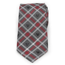 Load image into Gallery viewer, Disney Mickey Mouse Holiday Gray Plaid Silk Men's Tie
