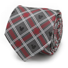 Load image into Gallery viewer, Disney Mickey Mouse Holiday Gray Plaid Silk Men's Tie
