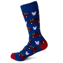 Load image into Gallery viewer, Disney Mickey Mouse Holiday Truck Navy Socks and Blue Lapel Pin Gift Set
