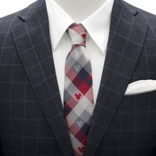 Load image into Gallery viewer, Disney Mickey Mouse Red and Blue Plaid Men's Tie
