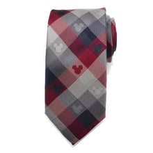 Load image into Gallery viewer, Disney Mickey Mouse Red and Blue Plaid Men's Tie
