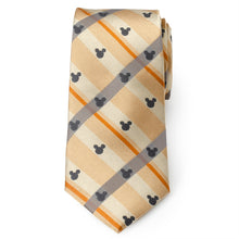 Load image into Gallery viewer, Disney Mickey Mouse Silhouette Tan Plaid Tie
