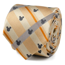 Load image into Gallery viewer, Disney Mickey Mouse Silhouette Tan Plaid Tie
