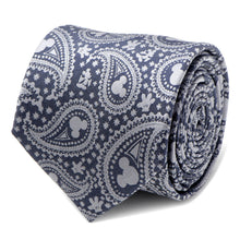 Load image into Gallery viewer, Disney Mickey Mouse Gray Paisley Mens Tie
