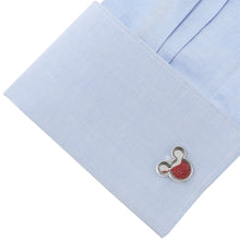 Load image into Gallery viewer, Disney Mickey Mouse Silhouette Red Caviar Bead Cufflinks
