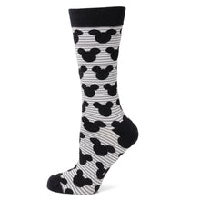 Load image into Gallery viewer, Disney Mickey Mouse Stripe Gray Sock and Mickey Blue Lapel Pin Gift Set
