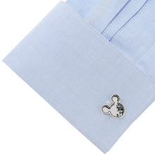 Load image into Gallery viewer, Disney Mickey Mouse Silhouette Floating B/W Crystal Stainless Steel Cufflinks
