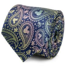 Load image into Gallery viewer, Disney Mickey Mouse Silhouette Iridescent Paisley Navy Tie
