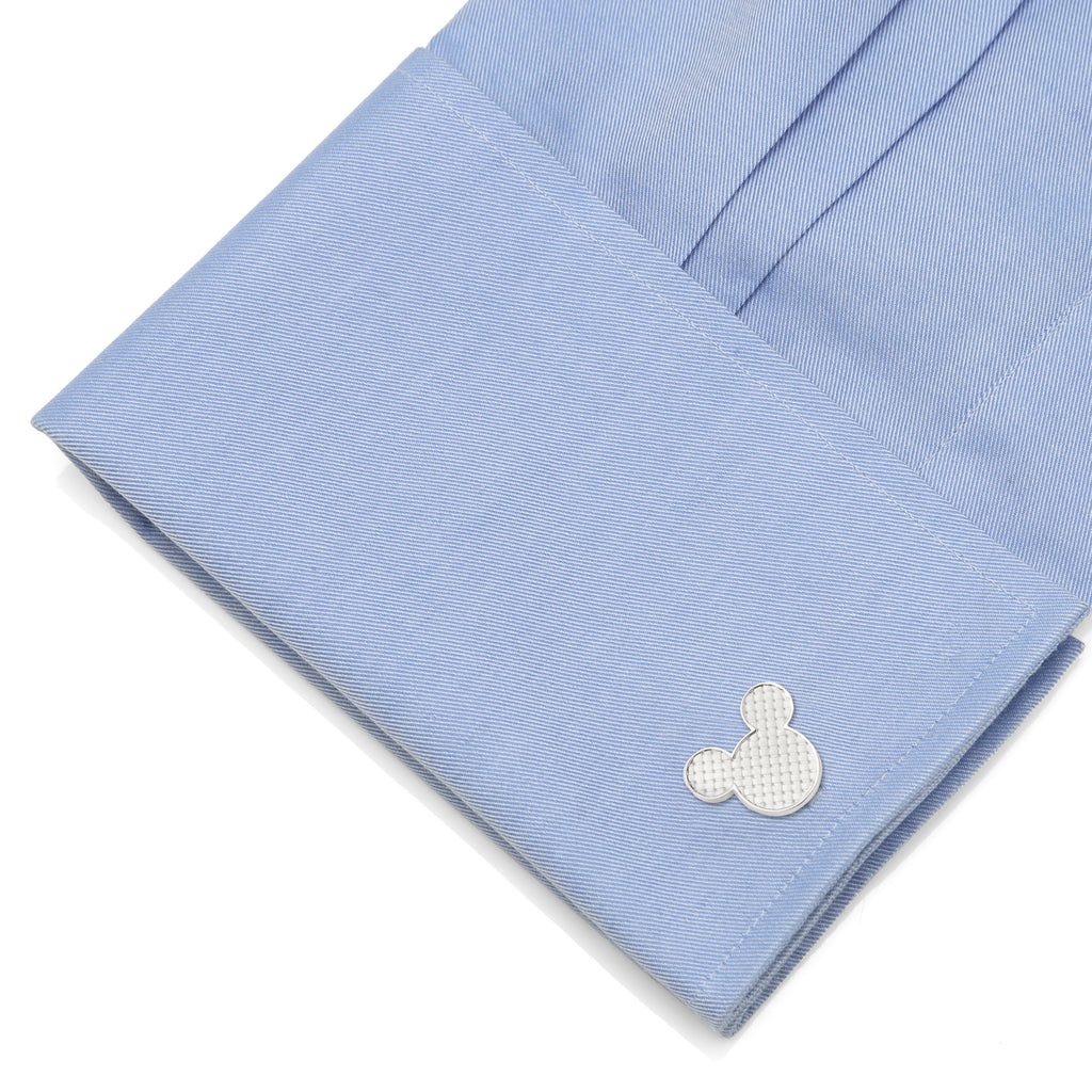 Disney Mickey Mouse Silhouette Basket Weave Cufflinks