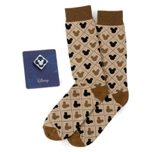 Load image into Gallery viewer, Disney Mickey Mouse Tan Sock &amp; Mickey Lapel Pin Set
