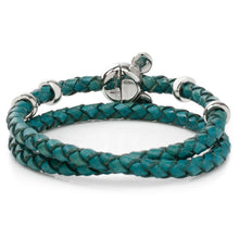 Load image into Gallery viewer, Disney Mickey Mouse Silhouette Teal Leather Wrap Bracelet
