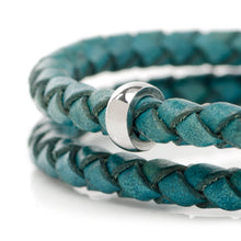 Load image into Gallery viewer, Disney Mickey Mouse Silhouette Teal Leather Wrap Bracelet

