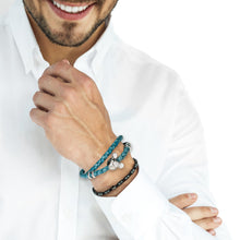 Load image into Gallery viewer, Disney Mickey Mouse Silhouette Teal Leather Wrap Bracelet
