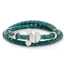 Load image into Gallery viewer, Disney Mickey Mouse Silhouette Teal Leather Wrap Bracelet

