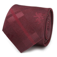 Load image into Gallery viewer, Game of Thrones Lannister Lion Red Plaid Silk Men's Tie
