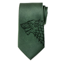 Load image into Gallery viewer, Game of Thrones Stark Direwolf Green Men's Tie
