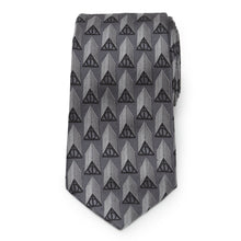 Load image into Gallery viewer, Harry Potter Deathly Hallows Gray Silk Men's Tie
