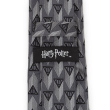 Load image into Gallery viewer, Harry Potter Deathly Hallows Gray Silk Men's Tie
