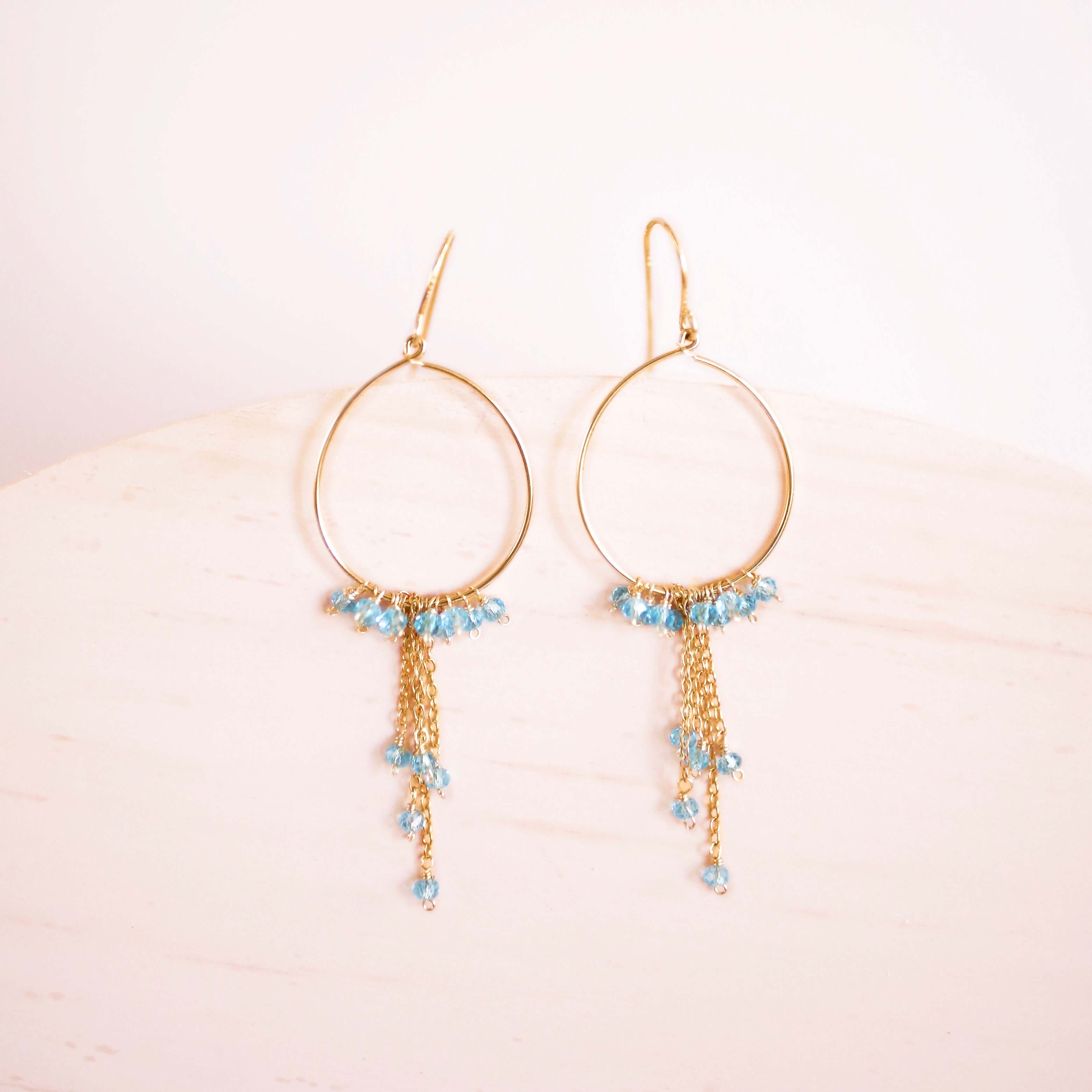 Garnet Mini Swing Hoop Earrings