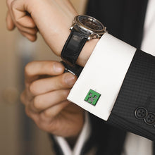 Load image into Gallery viewer, Minecraft Creeper and TNT Gunmetal Cufflinks
