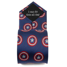 Load image into Gallery viewer, Marvel Captain America Hidden Message Blue Men's Tie

