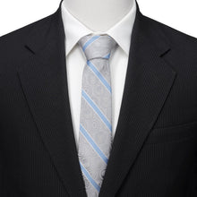Load image into Gallery viewer, Marvel Comics Gray and Blue Stripe Men's Tie
