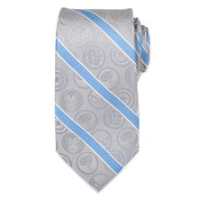 Load image into Gallery viewer, Marvel Comics Gray and Blue Stripe Men's Tie
