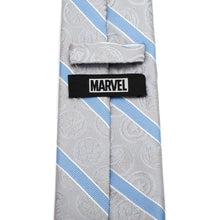 Load image into Gallery viewer, Marvel Comics Gray and Blue Stripe Men's Tie

