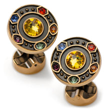Load image into Gallery viewer, Marvel Avengers Infinity Stones Antique Gold Cufflinks
