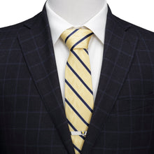 Load image into Gallery viewer, Marvel X-Men Wolverine Yellow and Navy Stripe Silk Men's Tie
