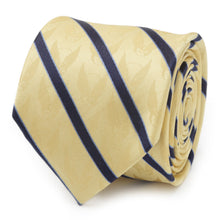 Load image into Gallery viewer, Marvel X-Men Wolverine Yellow and Navy Stripe Silk Men's Tie
