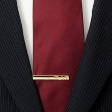 Load image into Gallery viewer, Gold Etched Lines Tie Clip
