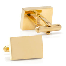 Load image into Gallery viewer, Stainless Steel Gold Plated Block Engravable Cufflinks
