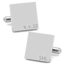 Load image into Gallery viewer, Typewriter Wedding Day Engravable Square Cufflinks

