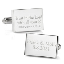 Load image into Gallery viewer, Wedding Bible Verse Engravable Cufflinks
