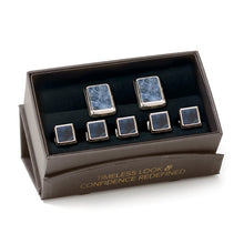 Load image into Gallery viewer, Silver and Sodalite JFK Presidential 5-Stud Set
