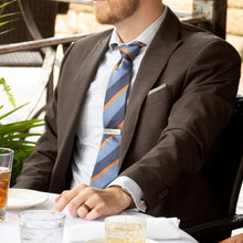 Load image into Gallery viewer, The Andrew Tie (Blue Orange Stripe Men's Tie)
