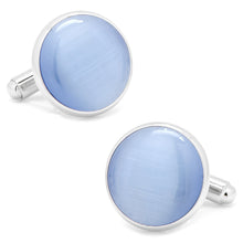 Load image into Gallery viewer, Silver and Blue Catseye Cufflinks
