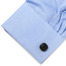 Load image into Gallery viewer, Black Stainless Steel Black Pave Crystal Cufflinks
