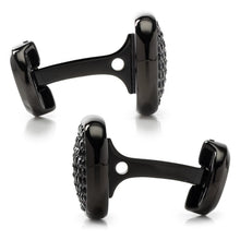Load image into Gallery viewer, Black Stainless Steel Black Pave Crystal Cufflinks
