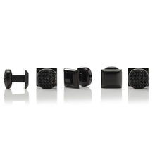 Load image into Gallery viewer, Black Stainless Steel Black Crystal Cufflink and 5-Stud Set
