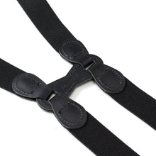 Load image into Gallery viewer, Black Leather/Silver Clip X Back Suspenders
