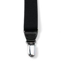 Load image into Gallery viewer, Black Leather/Silver Clip X Back Suspenders
