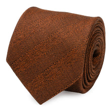 Load image into Gallery viewer, Burnt Sienna Tweed Striped Linen Men's Tie
