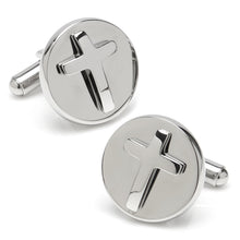 Load image into Gallery viewer, Cross Round Stainless Steel Cufflinks

