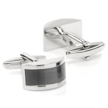 Load image into Gallery viewer, Gray Cat's Eye Bridged Cufflinks

